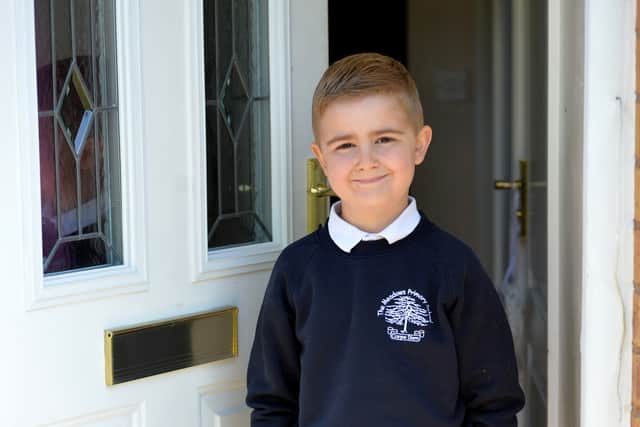 Noah Earl in new school uniform