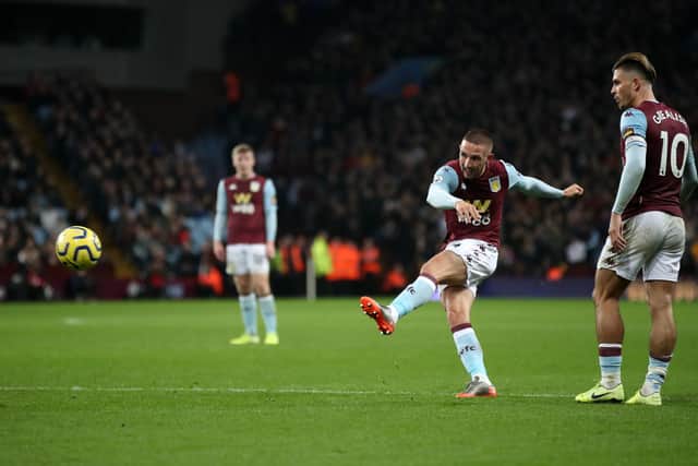 Aston Villa's Conor Hourihane scores