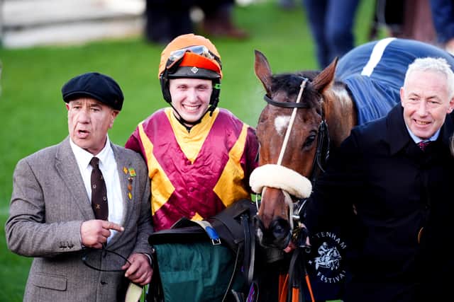 Henry Crow after winning the Princess Royal Challenge Cup Open Hunters' Chase aboard Barton Snow. Picture: PA