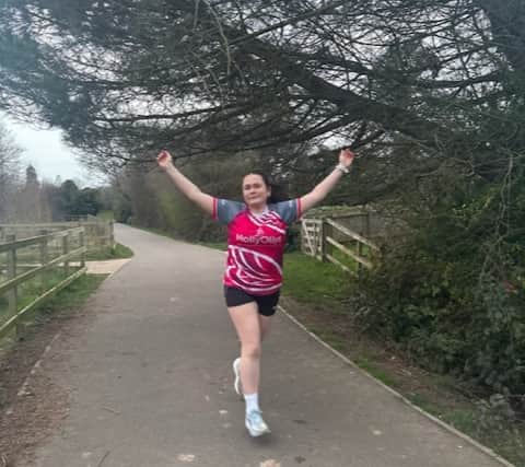 Grace Ashwell in training for the London Marathon.