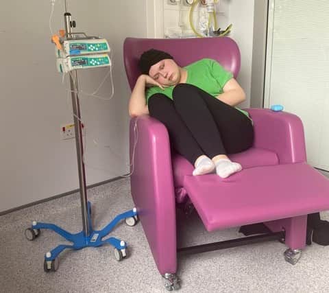 Grace nearing the end of her chemotherapy.