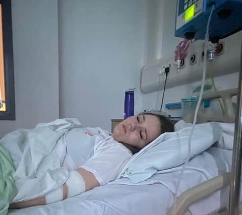 Grace in hospital the day after her diagnosis.