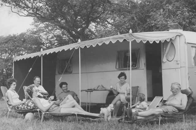 Mr and Mrs Ron Brooks of St Margaret's, Dudley, invited their temporary neighbours round to their luxury caravan to enjoy a peaceful drink in the tranquil surroundings of a caravan rally at Much Wenlock.