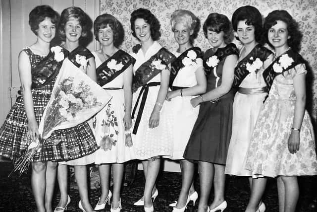 Market Drayton Carnival Queen dance held on Friday, July 6, 1962. The accompanying story said: 'Miss Margaret Clarke (left), a 17-year-old Market Drayton shop assistant, was chosen as 'Market Drayton Carnival Queen 1962' at a dance held in the Corbet Arms Hotel, Market Drayton, on Friday. She will be crowned at the carnival on August 9, when she will also receive a prize of £20.' 