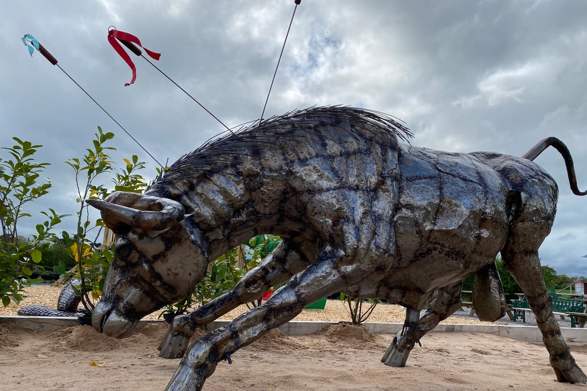 Bullfighting Building Anti-bullfighting monument created at British Ironwork Centre