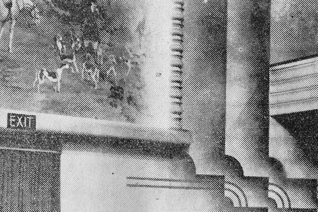 A rare but poor quality view of the hunting scene on the wall.