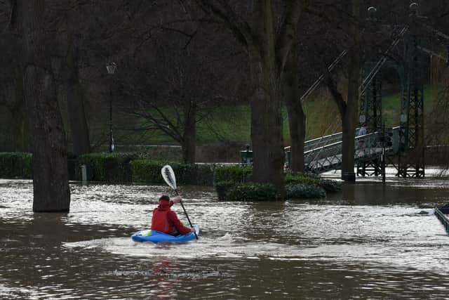 A kayaker in the Quarry Park, Shrewsbury, on Monday afternoon. Photo: Russell Davies