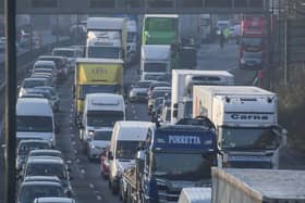 Traffic queuing on the M5 this morning. Photo: SnapperSK