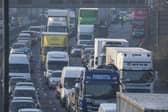 Traffic queuing on the M5 this morning. Photo: SnapperSK