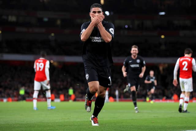 Brighton and Hove Albion's Neal Maupay celebrates
