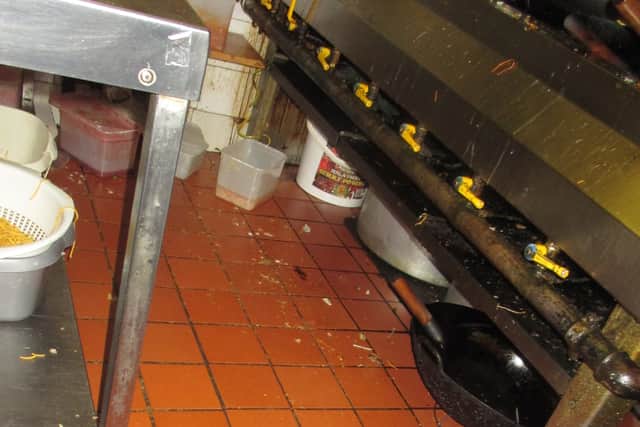 The filthy kitchen floor