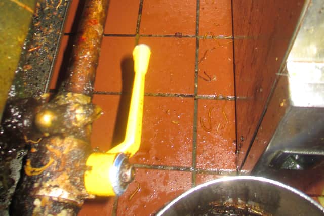 Grease and food debris around the cooking range