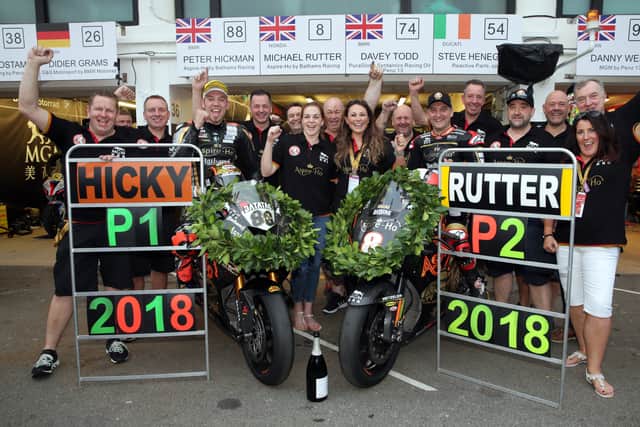 Peter Hickman, Michael Rutter and the rest of the team celebrated a one-two last year. Picture: Stephen Davison
