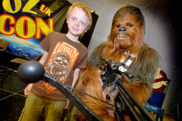 Riley Morris, 8, from Llanfyllin meets Chewbacca