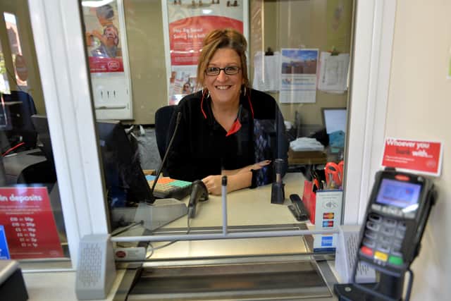 Abbey Foregate postmistress Caroline Jones 
