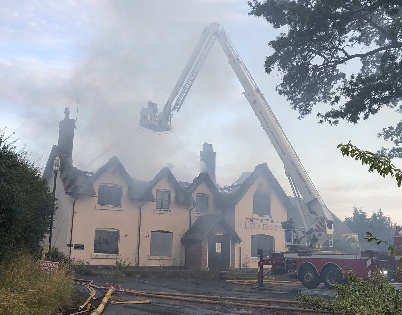 The scene of the fire at The Countess's Arms. Photo: @SFRS_SHardiman