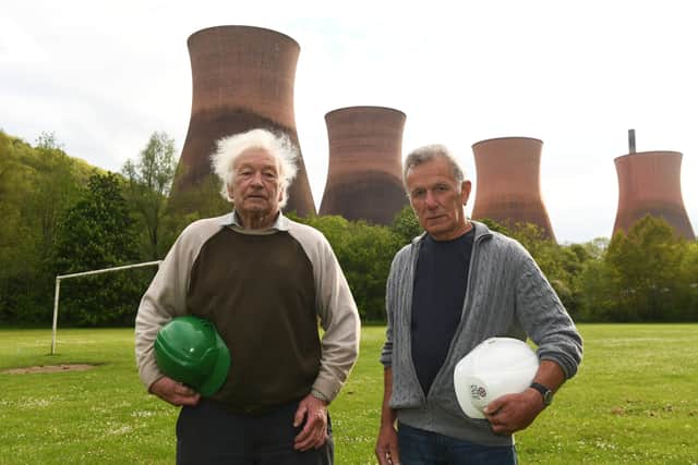 Brian Burgess, 83, and Chris Elcock, 71, who helped build the cooling towers in the 1960s. Photo: David Bagnall Photography