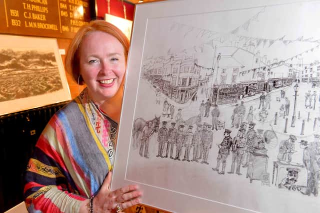 Rae Smith with one of her War Horse pieces