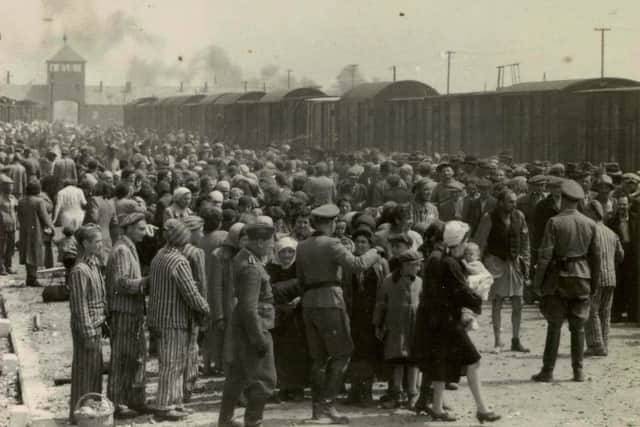 The arrival and processing of an entire transport of Jews to Auschwitz-Birkenau