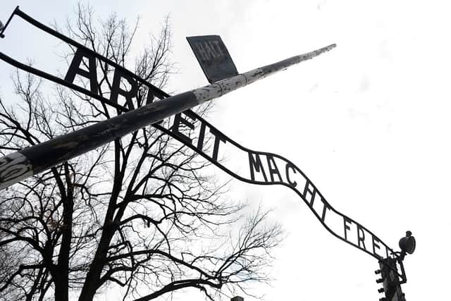 The sign above the gates to Auschwitz I