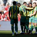 George Campbell celebrates his goal (Photo by Adam Fradgley/West Bromwich Albion FC via Getty Images)