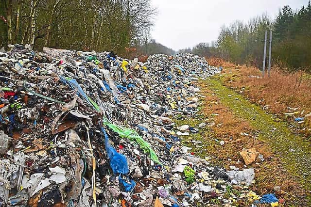 A huge pile of rubbish that was dumped at Horsehay in Telford