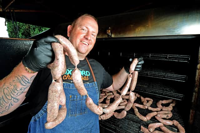 Rubbed up the right way – Andy prepares the meat with his own rub