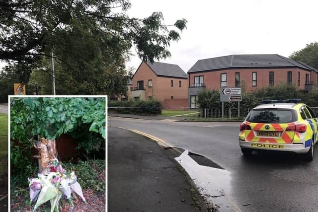 Floral tributes were left at the scene where Mr Hussain's taxi crashed