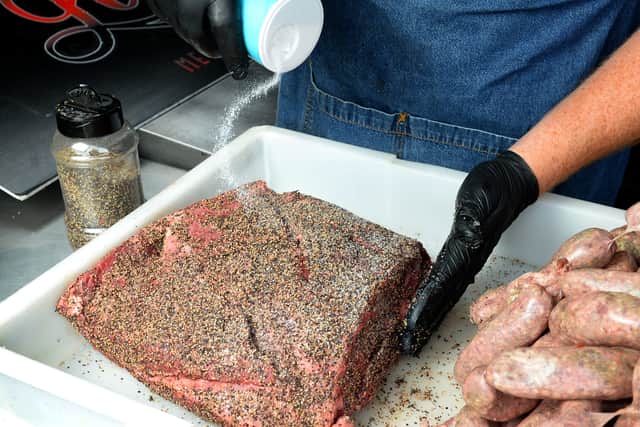 Rubbed up the right way – Andy prepares the meat with his own rub