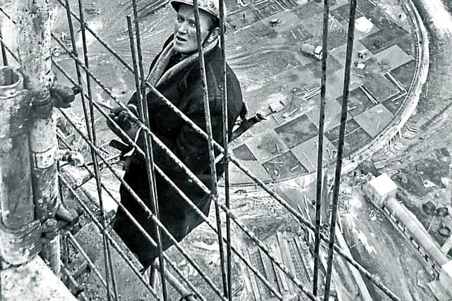Tower foreman John Costello fixes shuttering on cooling tower three
