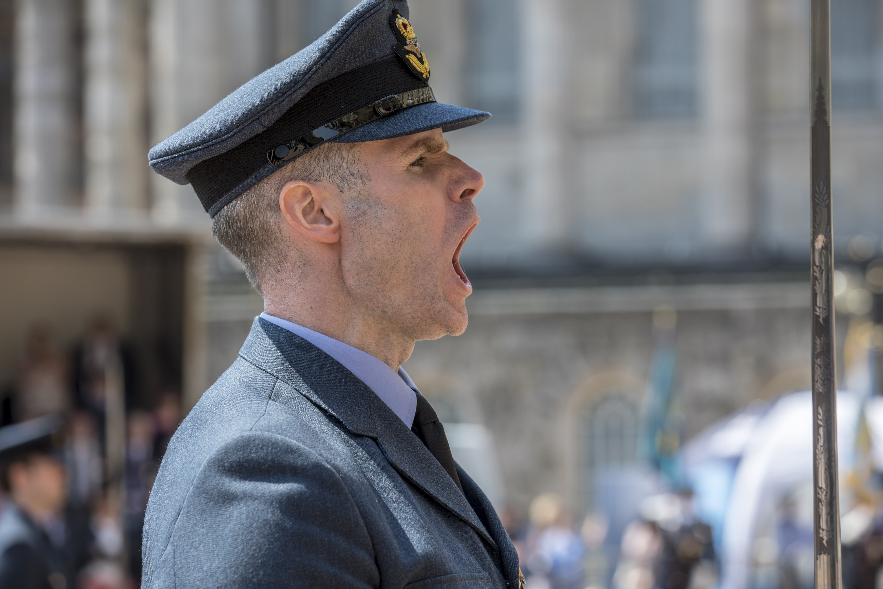 An RAF official barking orders