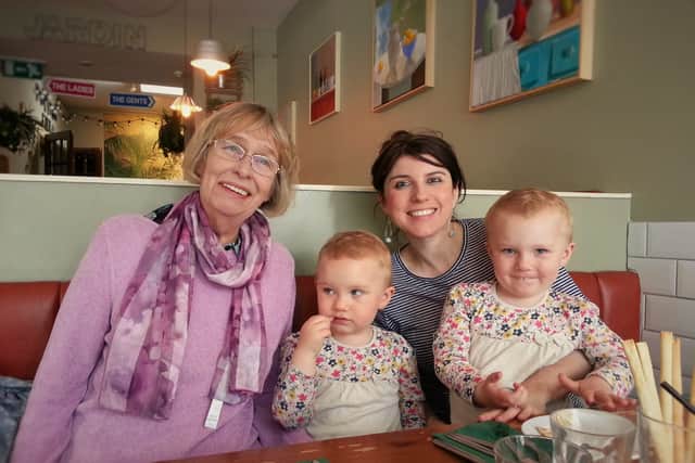 Elaine Brown with her daughter-in-law and grandchildren