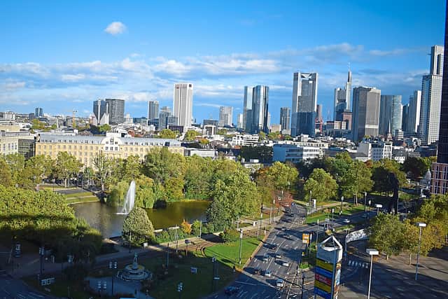 High-rise sight – a view out on to the city from the room in Maritim Hotel