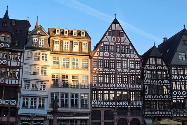 Picturesque place – traditional buildings in Römerberg rebuilt after the war