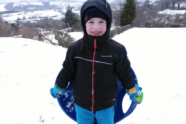 Five-year-old Charlie Roberts was one of thousands of children enjoying a snow day in Shropshire