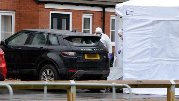 Police at the scene of the shooting