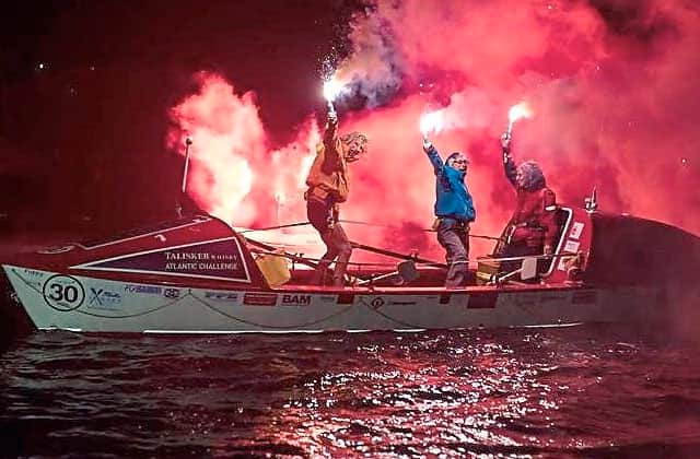 The Atlantic Ladies set off flares to celebrate their feat