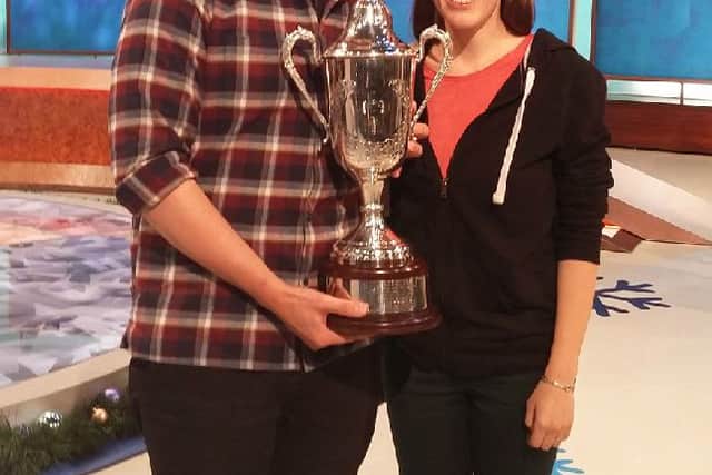 With the Richard Whiteley Memorial Trophy and wife Tamsyn