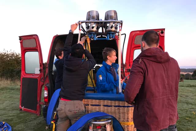 Bareford's crew ready the basket for take off