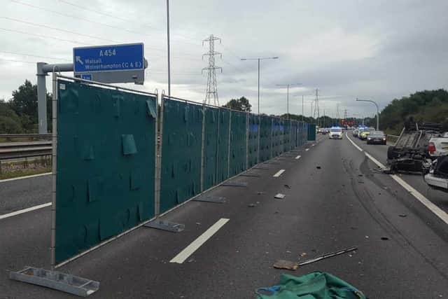 Screens erected following the crash.
