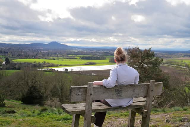 Shropshire Star reporter Meg Jones atop Lilleshall Hill