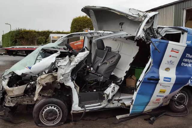Pictures: Van driver taken to hospital after crash with lorry on A5 ...