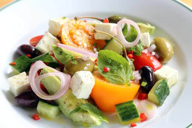 Salad days – culaccia, feta, cucumber, tomato, chilli, olives, mint and dressed in olive oil