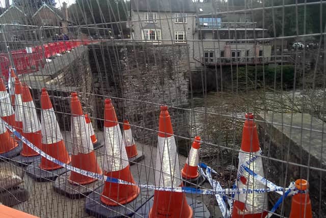 The scene at Ludford Bridge after the damage