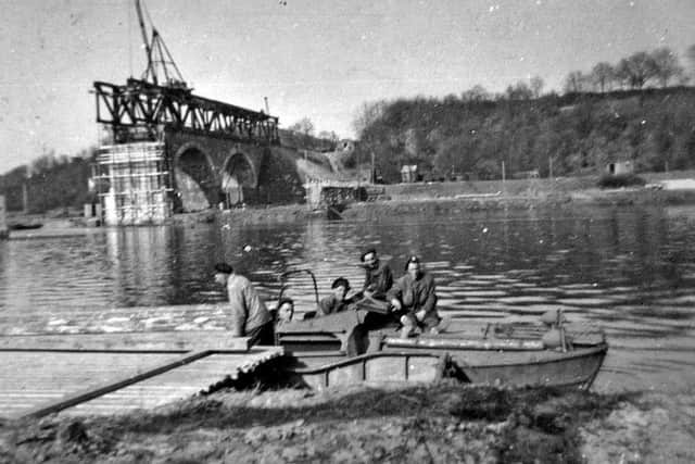 War action – Bill, pictured third from left, in Germany