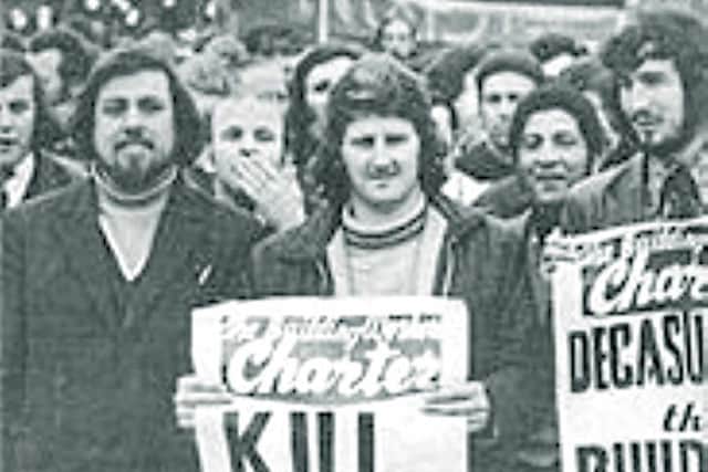 Ricky Tomlinson, left, on the march in 1972