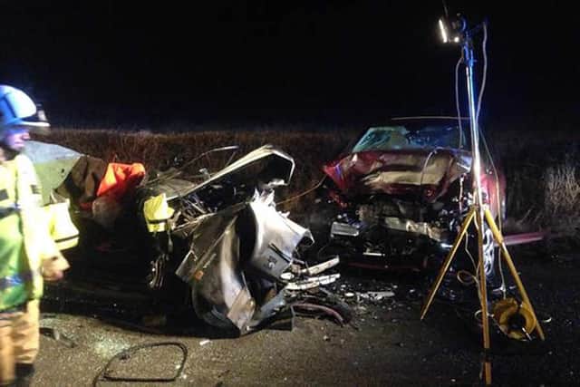 The two car crash near Shrewsbury. Photo by Shropshire Fire and Rescue Service