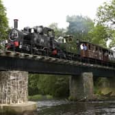 The steam locomotive The Earl No.822 pulls passengers on the Welshpool to Llanfair Railway