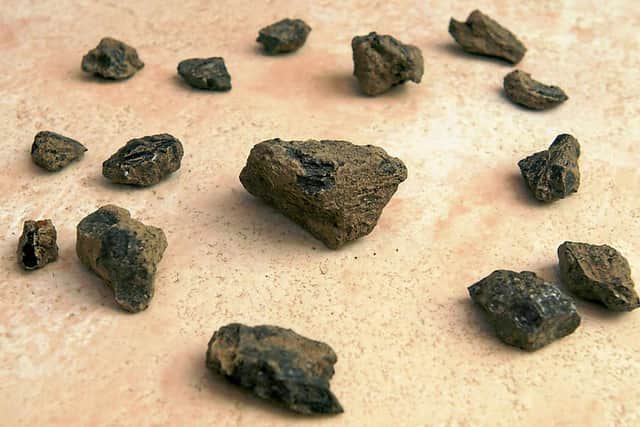 A close-up of some of the fragments