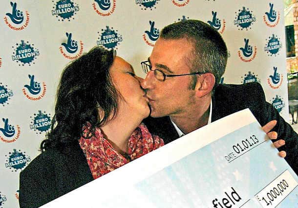 Sue and James Schofield celebrate their £1m EuroMillions success today